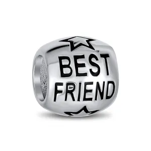 Word Best Friend Star BFF Charm Bead Sterling Silver for European Bracelet