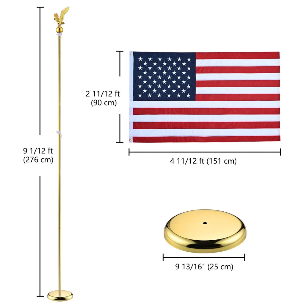 Yescom 8' Indoor Flagpole with Stand US Flag