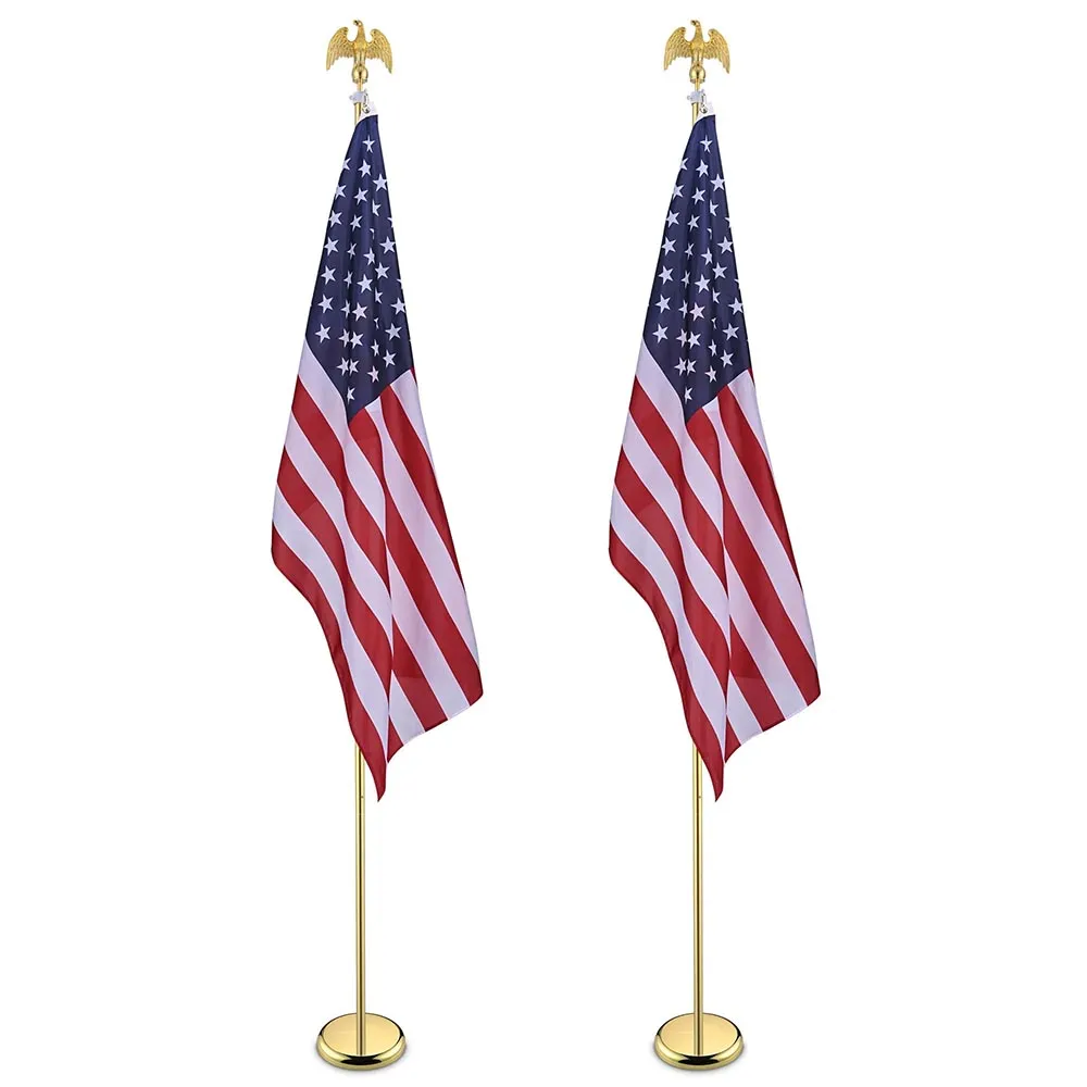 Yescom 8' Indoor Flagpoles with Stand US Flag 2-Pack