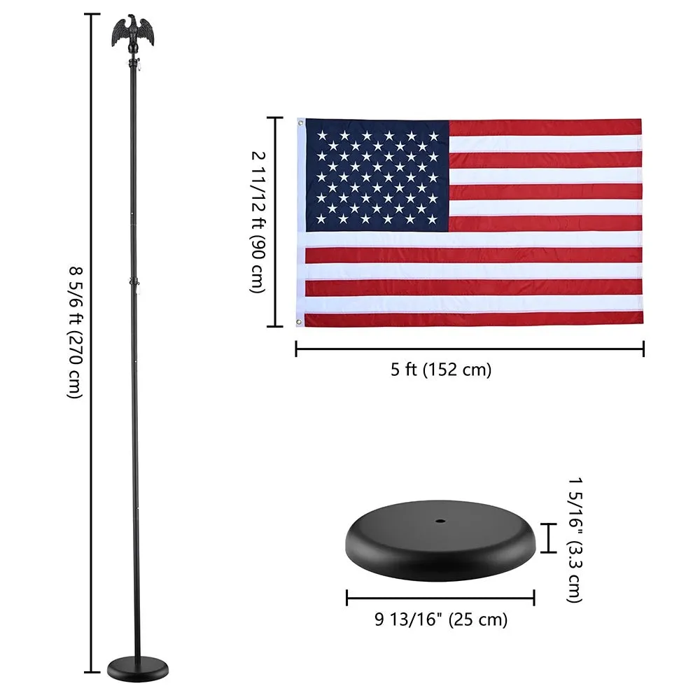 Yescom 8' Indoor Flagpoles with Stand US Flag 2-Pack